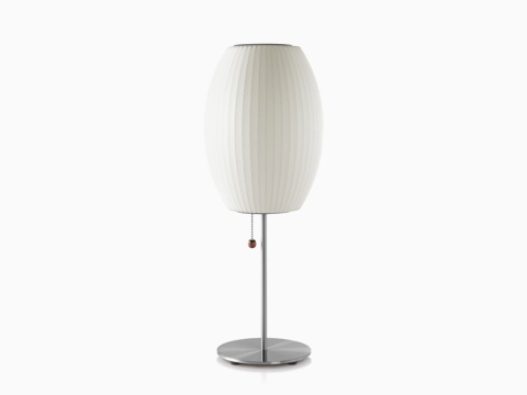 A white Nelson Cigar Lotus Table Lamp.