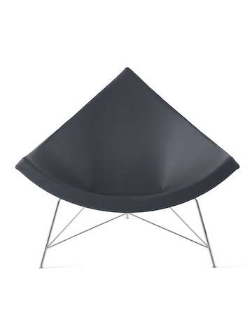 A dark grey leather Nelson Coconut Lounge Chair viewed from straight on.