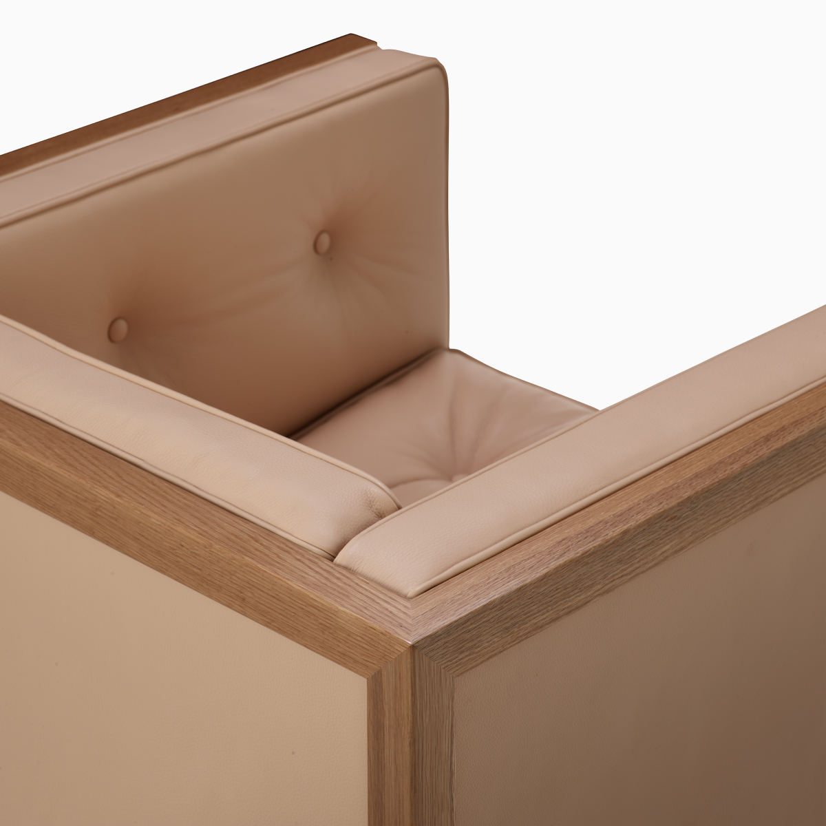 Nelson Cube Armchair detail of tri-mitred edge.