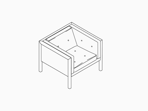 A line drawing of a Nelson Cube Armchair.