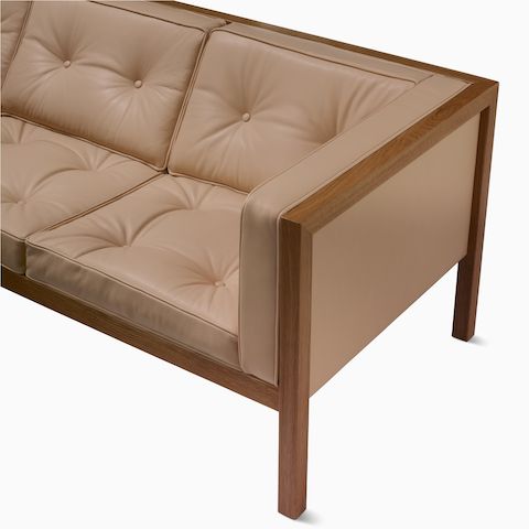 Nelson Cube Sofa in oak and leather.