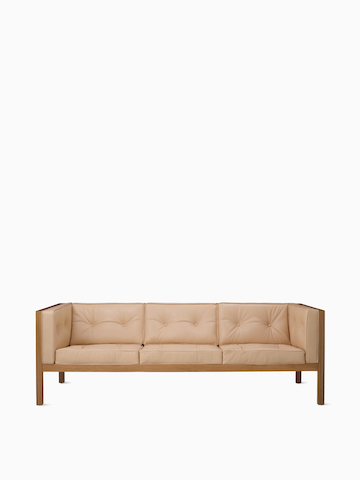Nelson Cube Sofa in oak and leather.