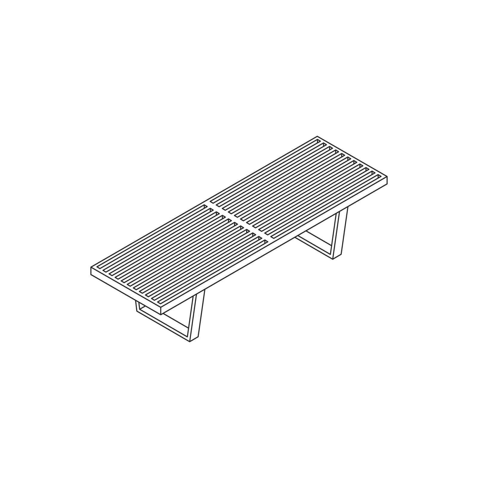 A line drawing - Nelson Platform Bench–Wood Base