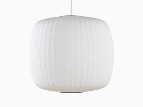 A white Nelson Roll Bubble Pendant lamp. A white Nelson Roll Bubble Pendant lamp.