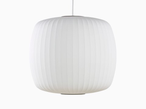 A white Nelson Roll Bubble Pendant lamp.