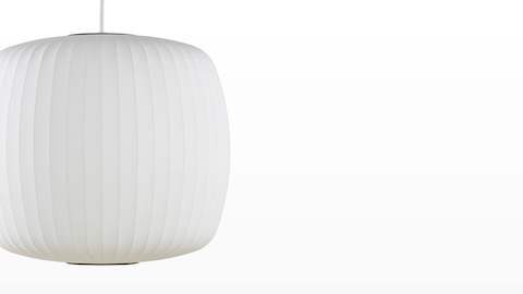 Close view of the Nelson Roll Bubble Pendant hanging lamp. Close view of the Nelson Roll Bubble Pendant hanging lamp.