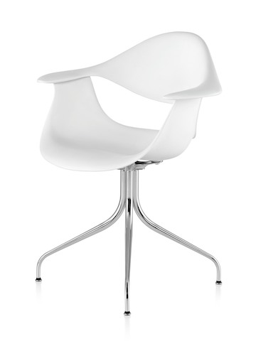 White Nelson Swag Leg Armchair, viewed from a 45-degree angle.