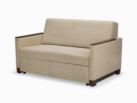Nemschoff Beaumont Sleep Chair and Settee in tan upholstery, viewed at an angle.