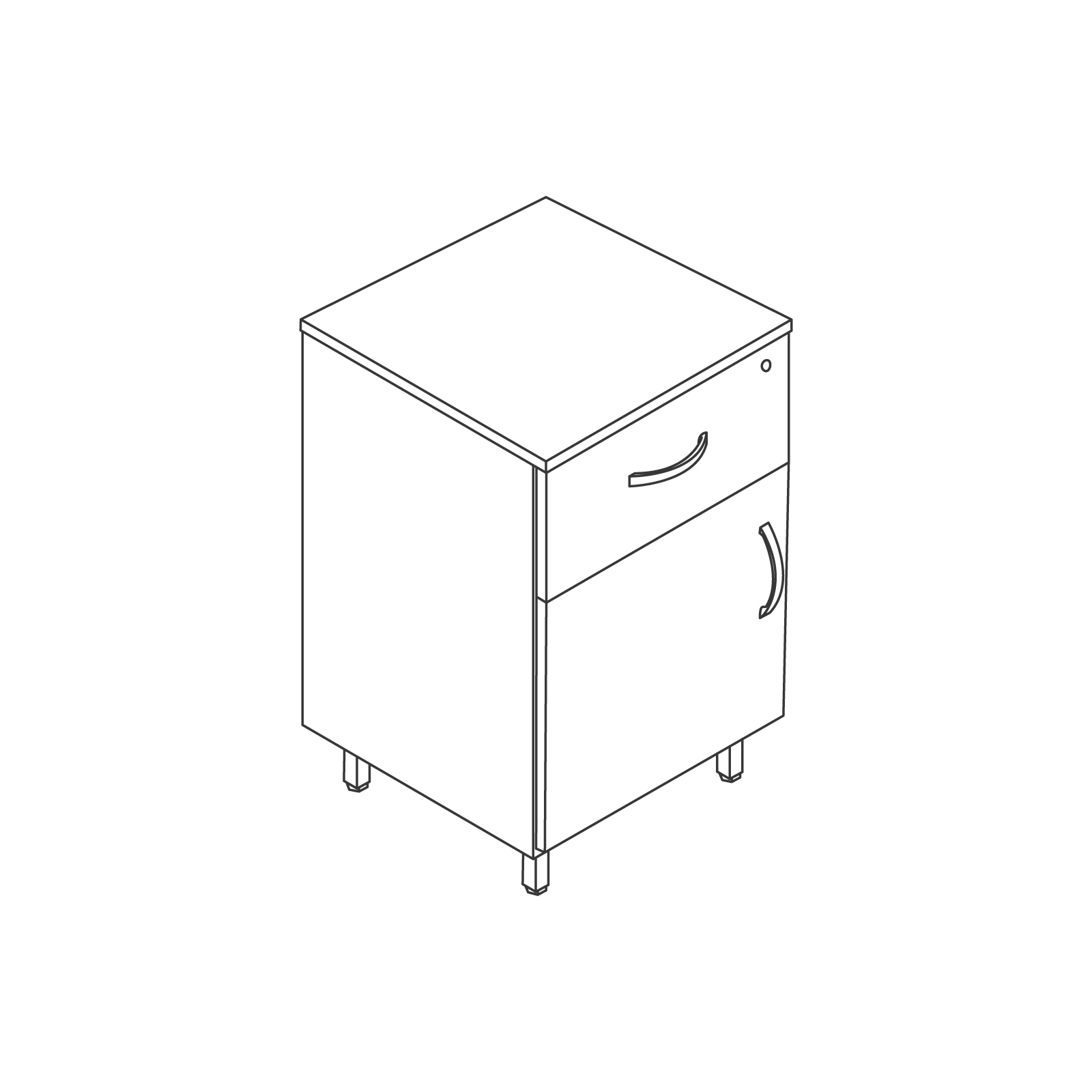 A line drawing - Nemschoff Bedside Cabinet–Metal Legs