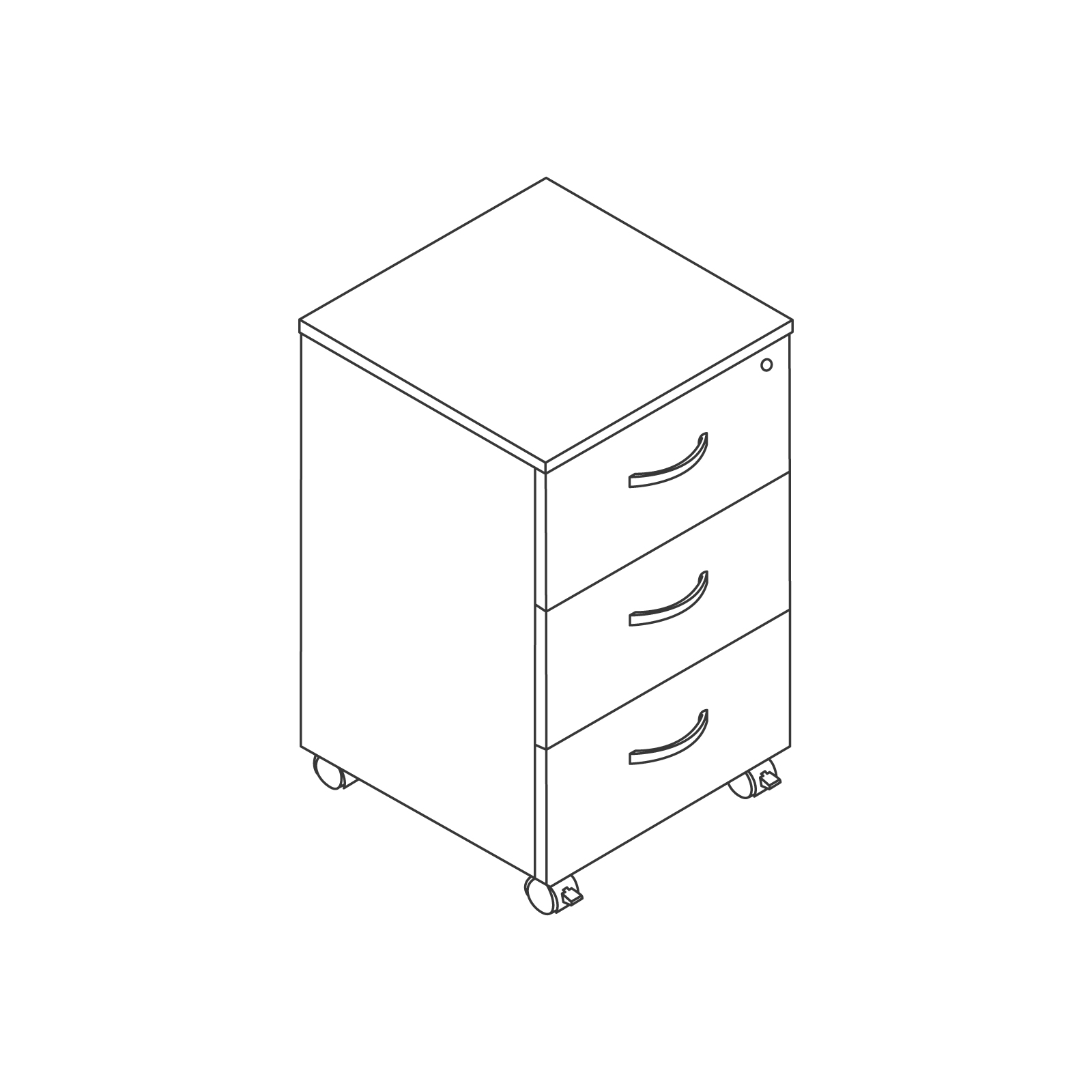 A line drawing - Nemschoff Bedside Cabinet–Casters