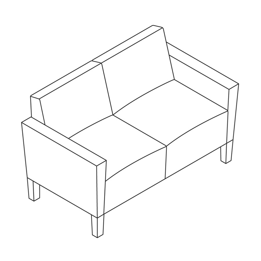 A line drawing - Nemschoff Brava Classic Multiple Seating–2 Seat