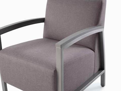 Zoomed-in photo of a dark gray Brava Modern Lounge Seating chair.