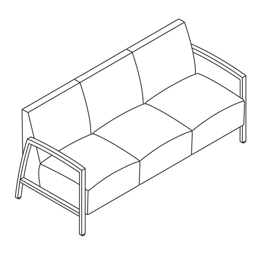 A line drawing - Nemschoff Brava Modern Multiple Seating–3 Seat