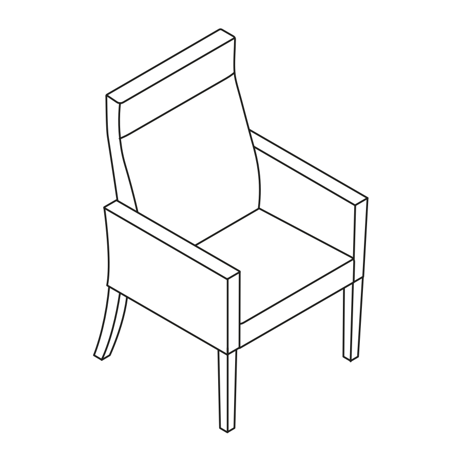 A line drawing - Nemschoff Brava Patient Chair–Closed Arm