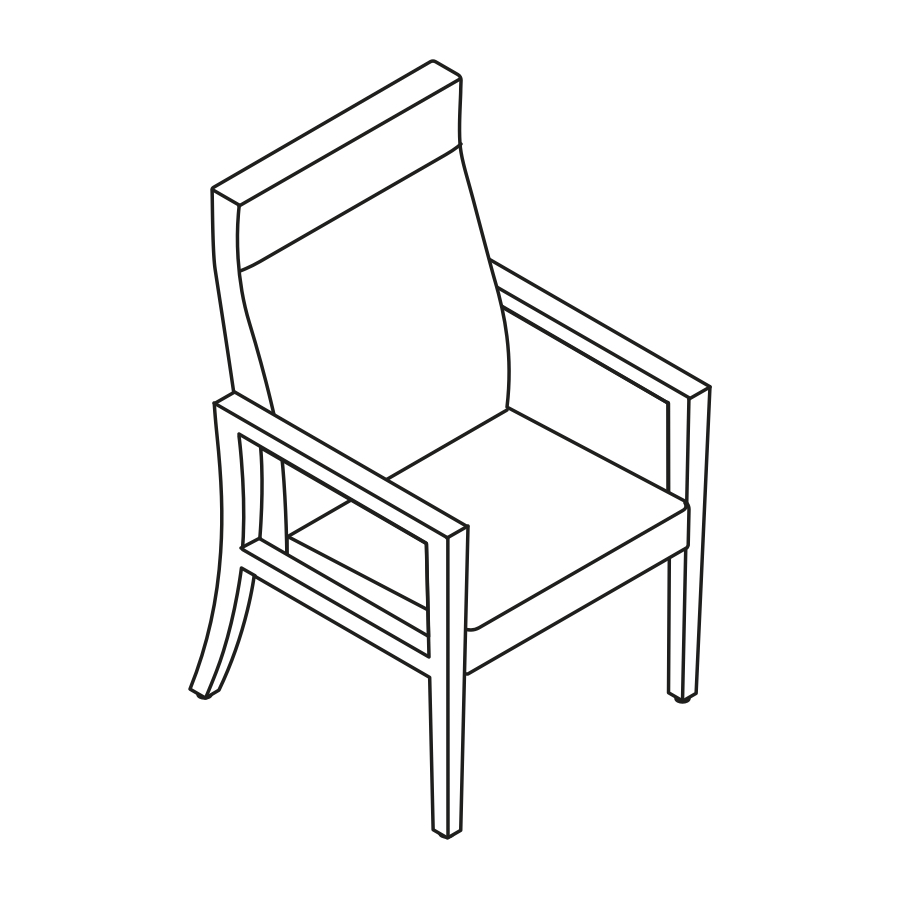 A line drawing - Nemschoff Brava Patient Chair–Open Arm