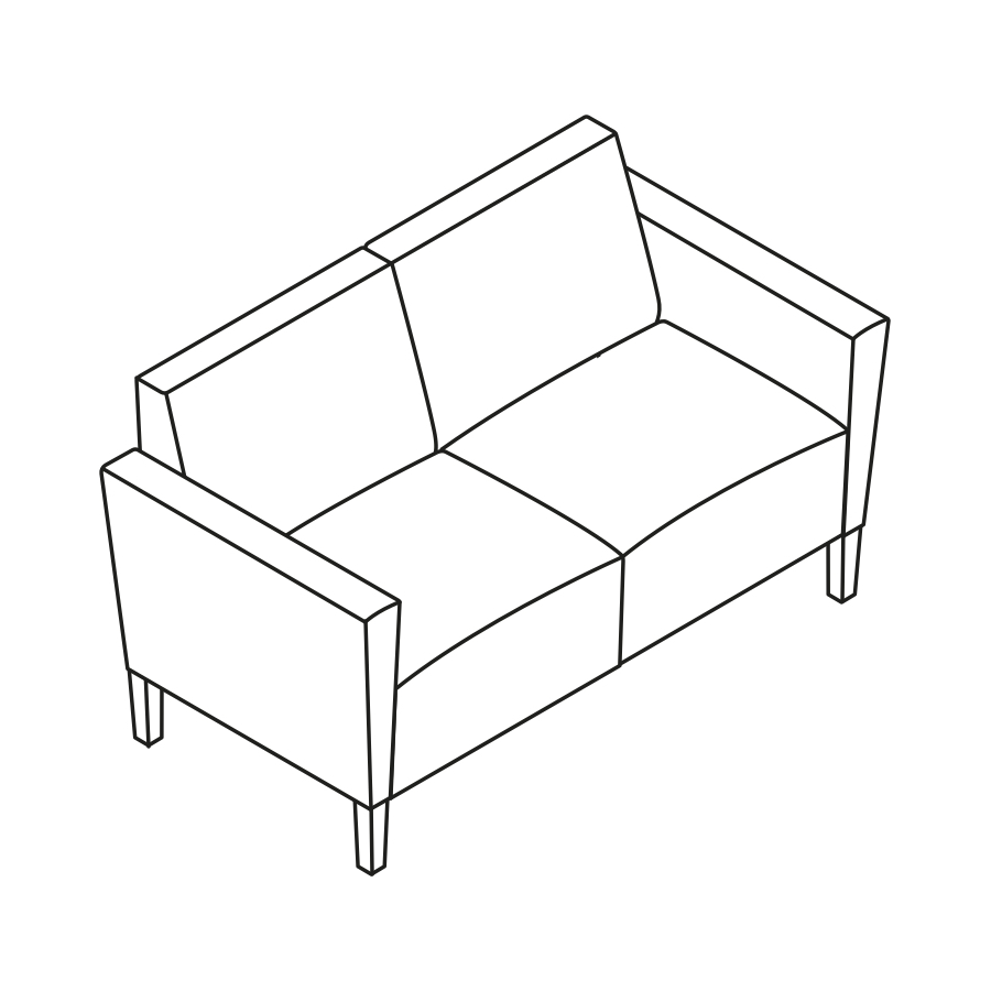 A line drawing - Nemschoff Brava Platform Multiple Seating–2 Seat–With Arms