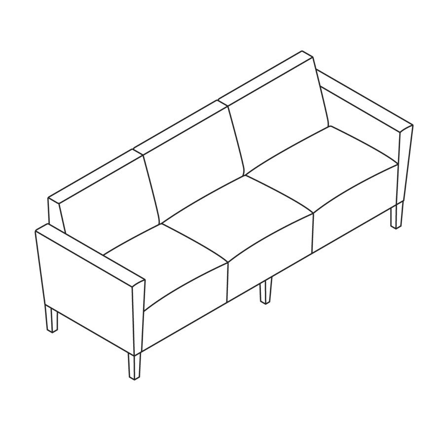 A line drawing - Nemschoff Brava Platform Multiple Seating–3 Seat–With Arms