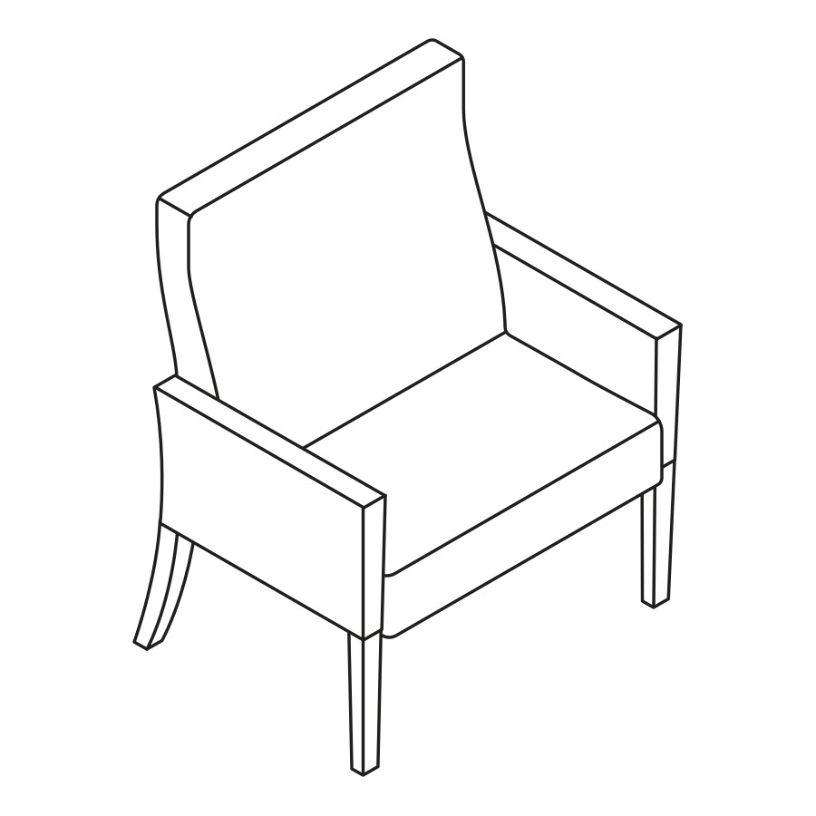 A line drawing - Nemschoff Brava Plus Patient Chair–Closed Arm