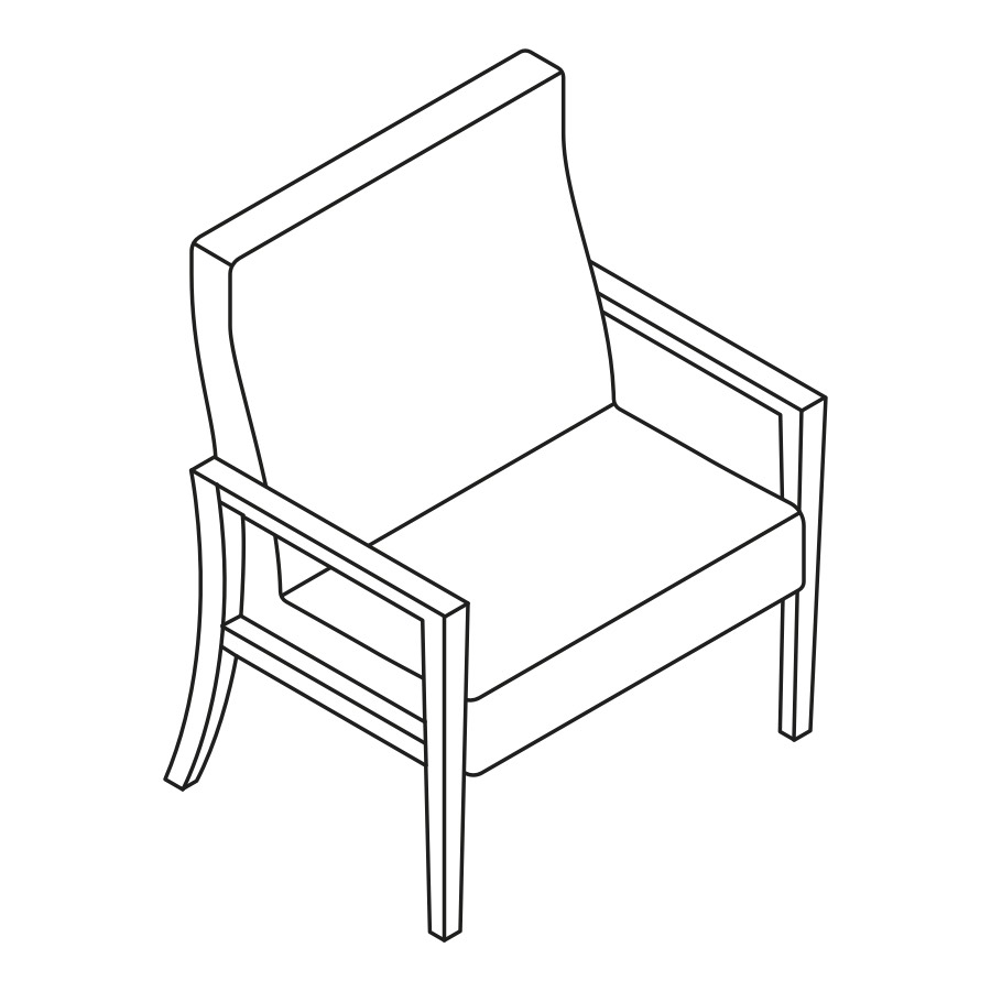 A line drawing - Nemschoff Brava Plus Patient Chair–Open Arm