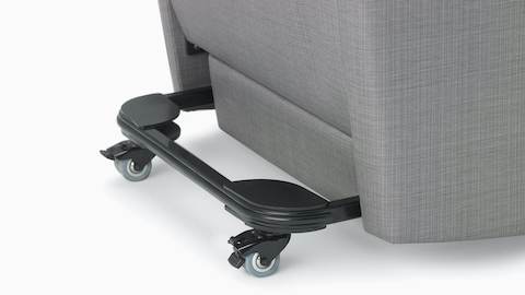 Back view of Consoul Reclining Glider showing casters and wall saver bumper.