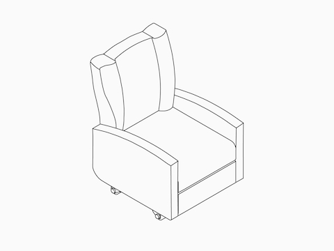 A line drawing of a Culla Reclining Glider.