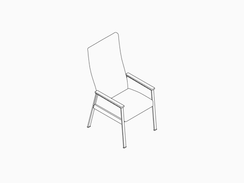 A line drawing -- Nemschoff Easton Patient Chair with closed arms.
