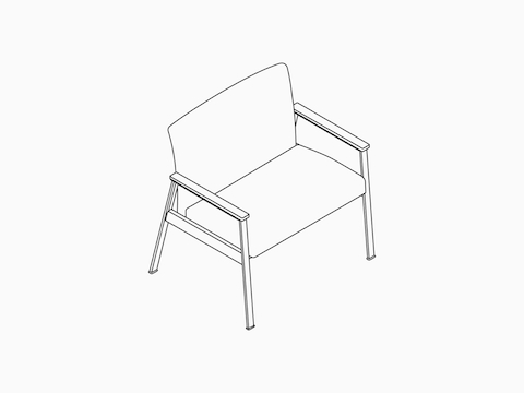 A line drawing -- Nemschoff Easton Plus Chair with open arms.