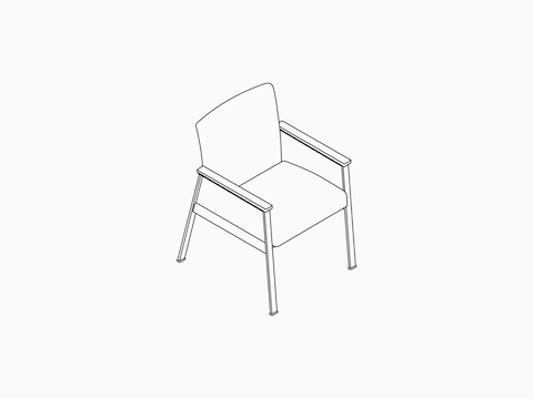 A line drawing -- Nemschoff Easton Side Chair with closed arms.