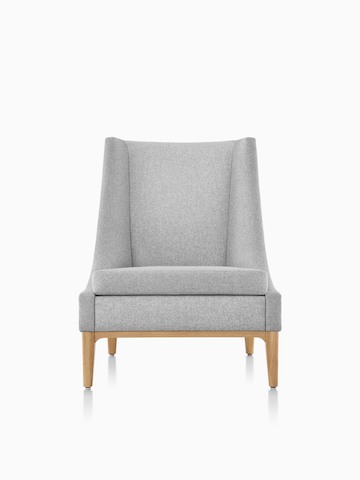 Iris Lounge Chair in a light gray textile with an oak base.