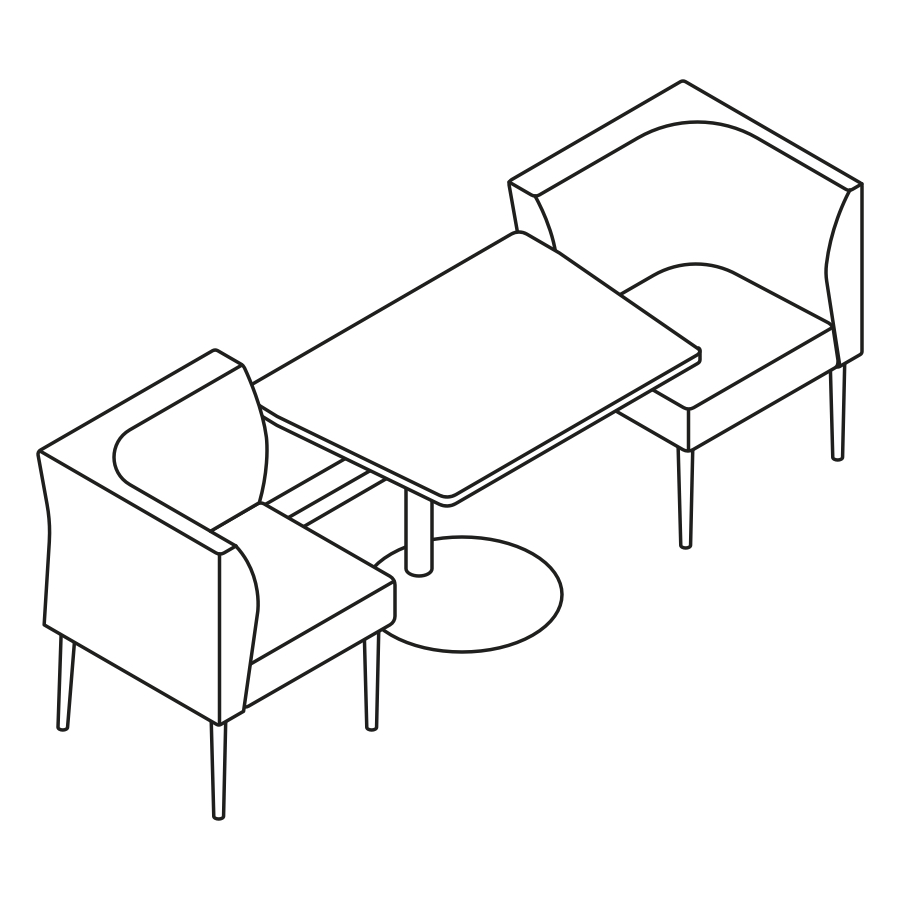 A line drawing - Nemschoff Palisade Booth–2 Seat