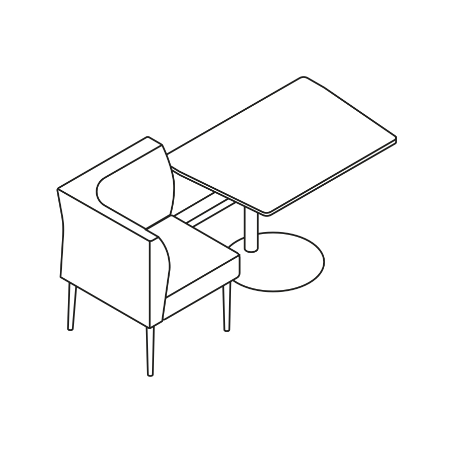 A line drawing - Nemschoff Palisade Booth–Left–1 Seat