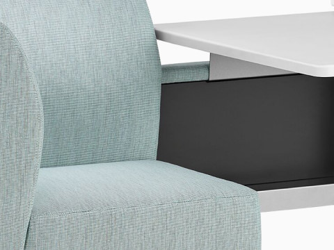 Cropped view of a Nemschoff Palisade Booth focused on the center surface.