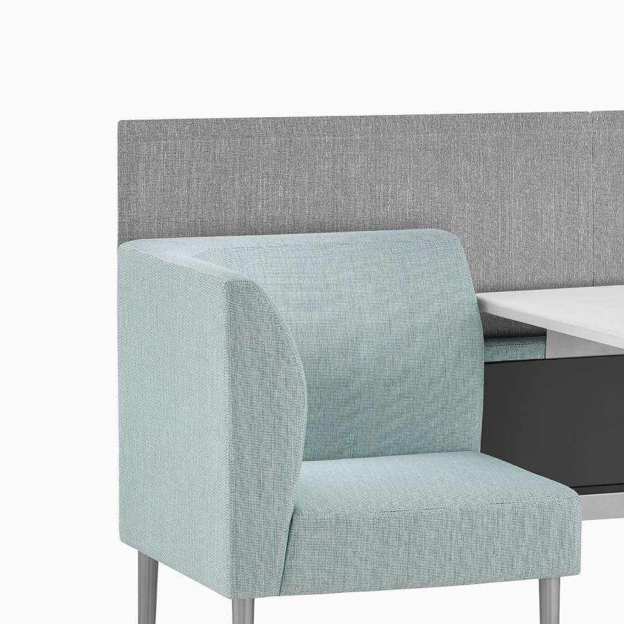 View of Nemschoff Palisade Booth with privacy screen.