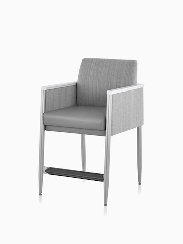Three-quarter view of Palisade Easy Access Chair in gray fabric.