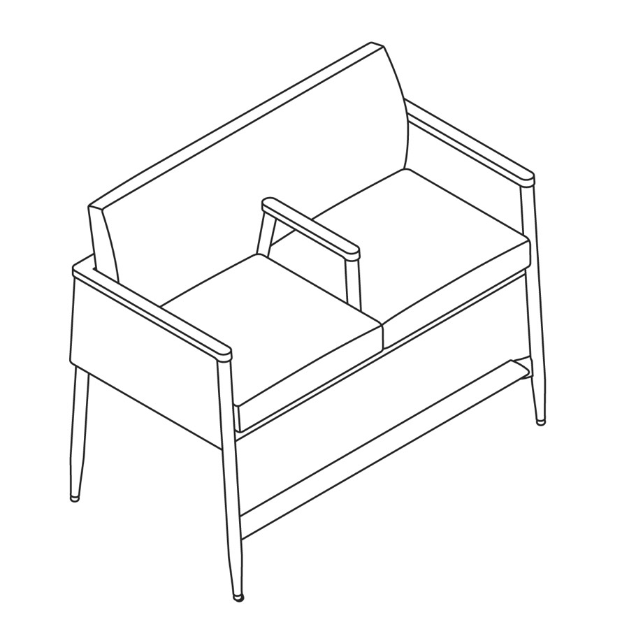 A line drawing - Nemschoff Palisade Easy Access Multiple Seating–With Arms–2 Seat
