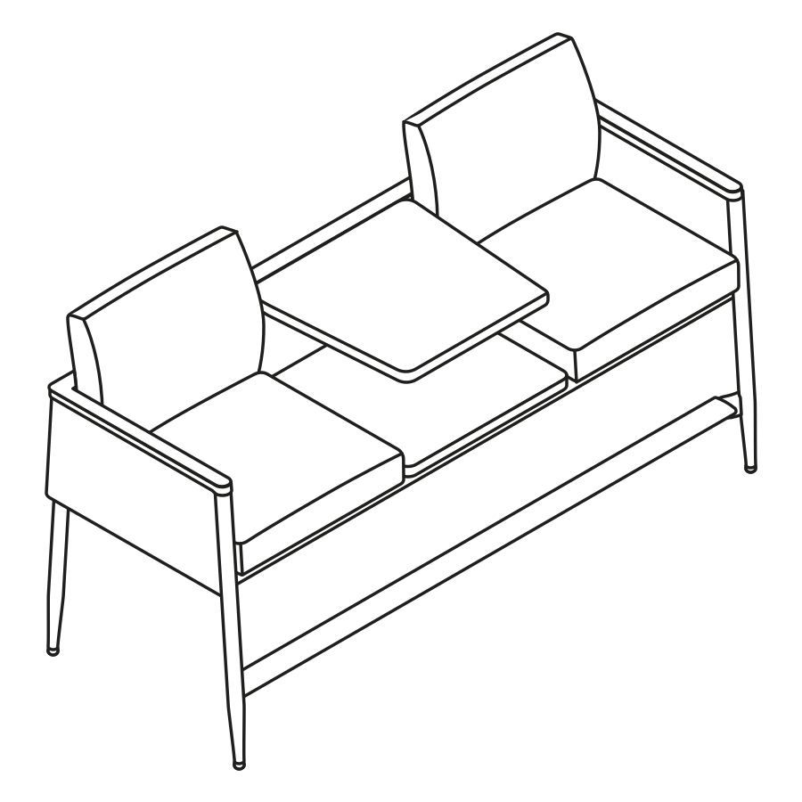 A line drawing - Nemschoff Palisade Easy Access Multiple Seating–With Inner Table–2 Seat
