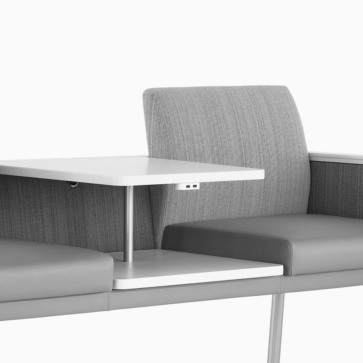 Nemschoff Palisade Easy Access Multiple Seating with a cropped view of the center table and one seat.