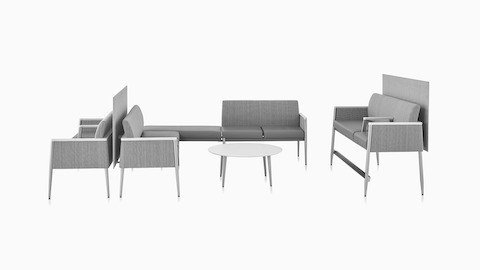 Group view of Nemschoff Palisade Multiple seating and Easy Access Multiple Seating on white sweep.
