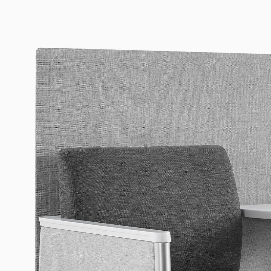 Detail of Nemschoff Palisade Easy Access Multiple Seating with a privacy screen.