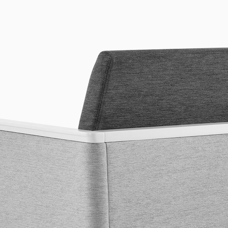 Detail of the optional multiple fabric feature on Nemschoff Palisade Easy Access Multiple Seating.