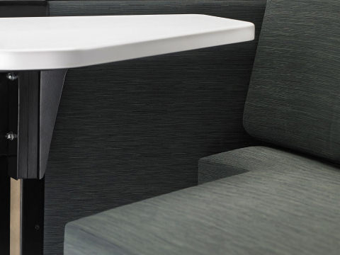 Detail of the height-adjustable surface on a Nemschoff Palisade Flop Sofa.