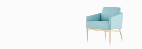 A Palisade Lounge Chair in turquoise fabric with a light wood frame.