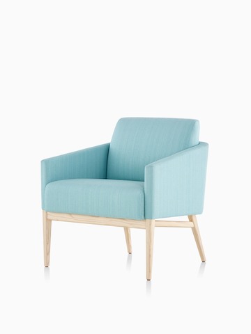 Three-quarter view of Palisade Lounge Chair upholstered in turquoise fabric.
