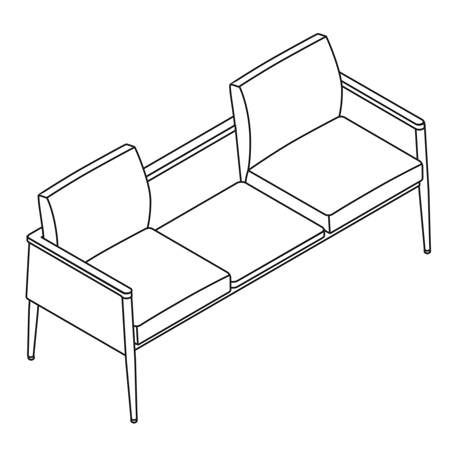 A line drawing - Nemschoff Palisade Multiple Seating–Center Table–2 Seat