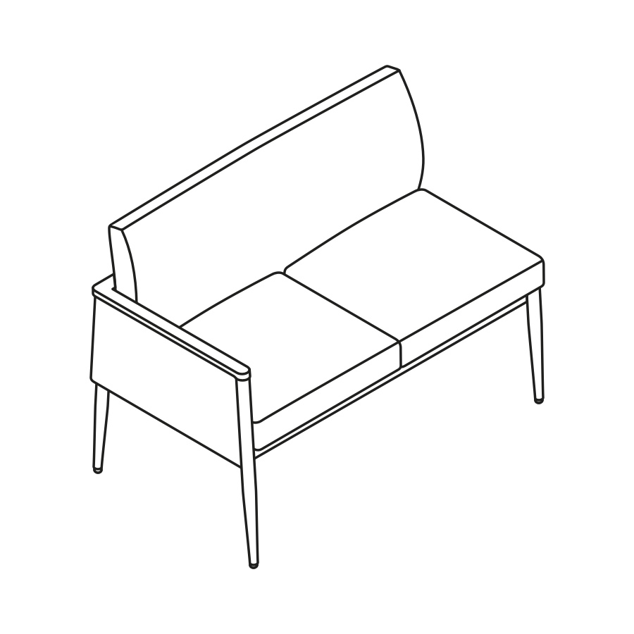 A line drawing - Nemschoff Palisade Multiple Seating–Left Arm–2 Seat