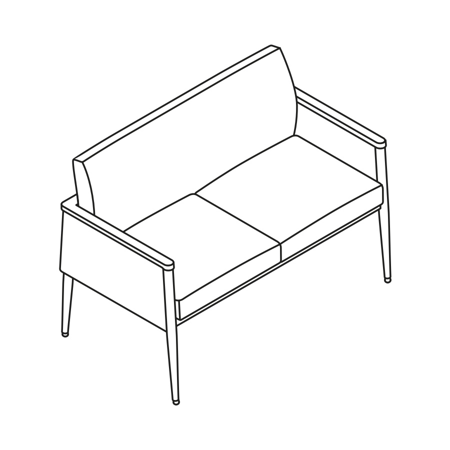 A line drawing - Nemschoff Palisade Multiple Seating–With Arms–2 Seat