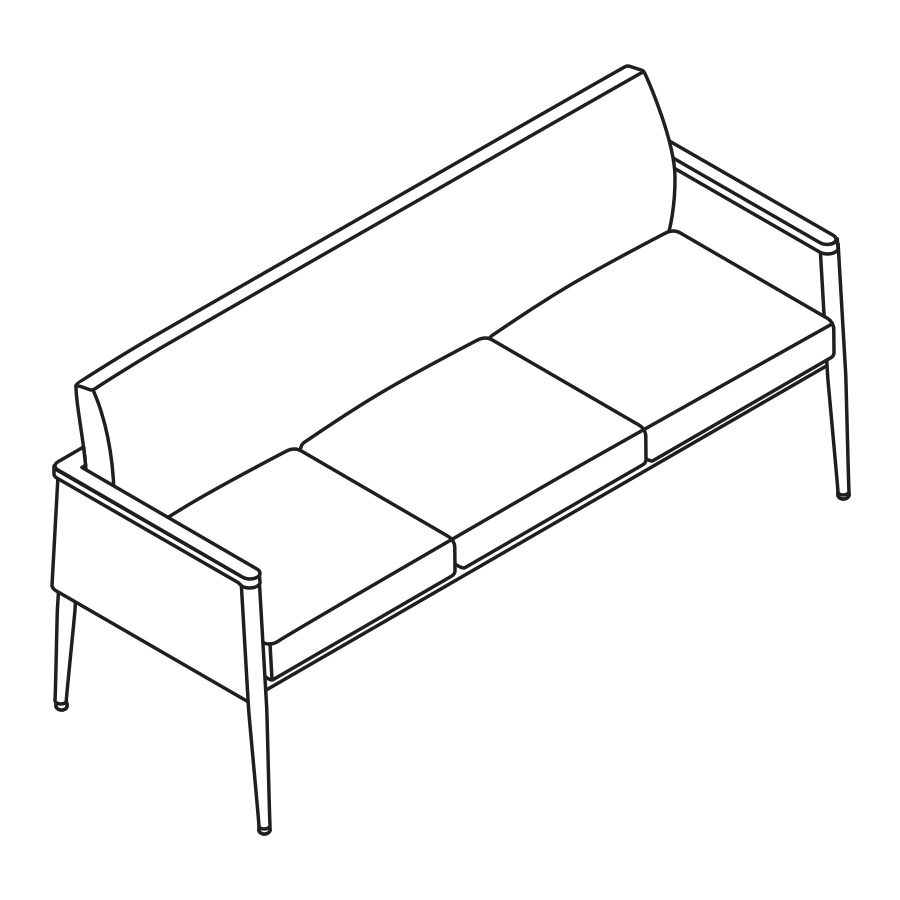 A line drawing - Nemschoff Palisade Multiple Seating–With Arms–3 Seat