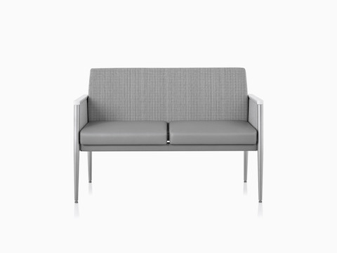 Nemschoff Palisade Multiple seating in a gray upholstery and white arm caps.