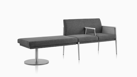 Nemschoff Palisade Multiple Seating in dark gray upholstery with intervening arm and extension.