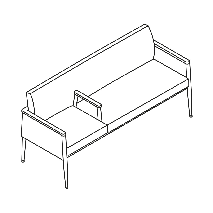 A line drawing - Nemschoff Palisade Plus Chair–Divider Arm–Left Side Single Chair